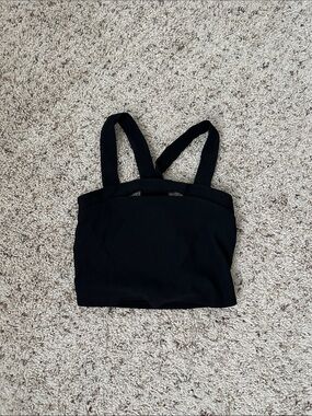 Black Crop Tank Top with Wide Straps